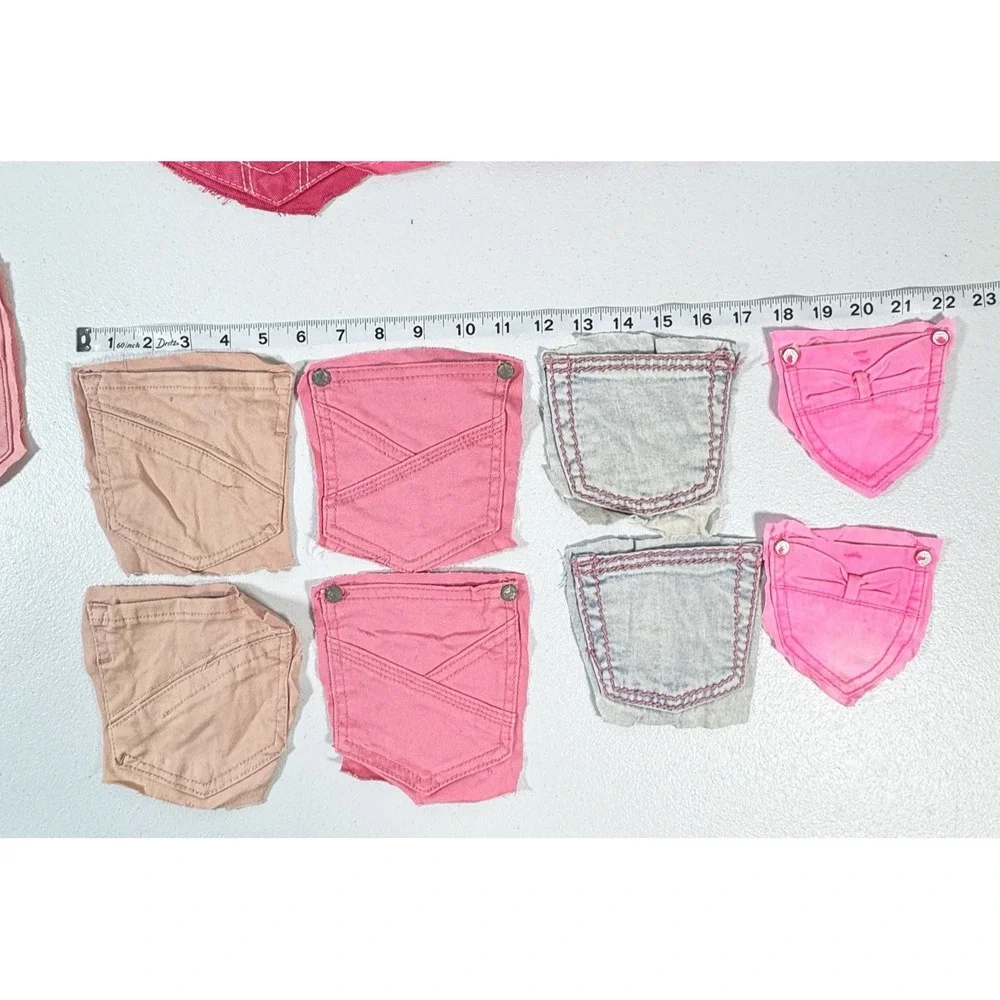 Denim Pockets For Crafts Pink 17 Pairs